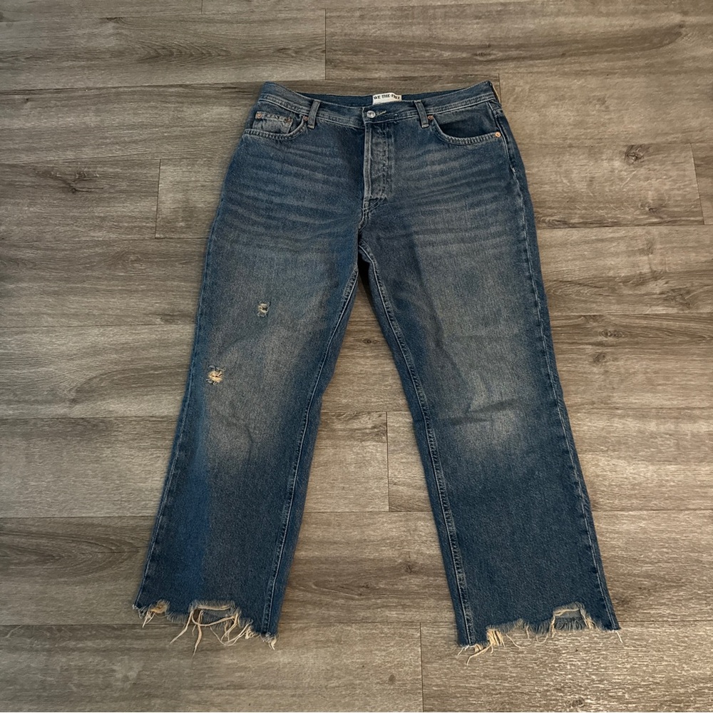 We The Free Blue Straight Leg Jeans with Vintage Wash